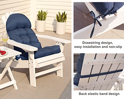 COSNUOSA 2 Pcs Rocking Chair Cushion High Back Adirondack Chair Cushion Waterproof Patio Cushions for Outdoor Furniture Navy