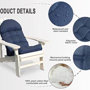 COSNUOSA 2 Pcs Rocking Chair Cushion High Back Adirondack Chair Cushion Waterproof Patio Cushions for Outdoor Furniture Navy