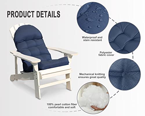 COSNUOSA 2 Pcs Rocking Chair Cushion High Back Adirondack Chair Cushion Waterproof Patio Cushions for Outdoor Furniture Navy