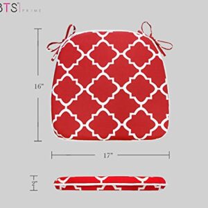 FBTS Prime Outdoor Seat Cushions Set of 2 Patio Chair Cushions with Ties 16x17 Inch Red Geometry U-Shape Chair Pads for Outdoor Patio Furniture Garden Home Office