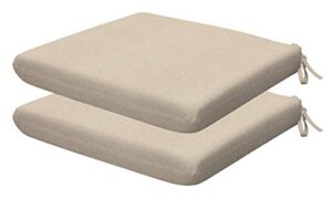 honeycomb indoor/outdoor textured solid almond universal seat cushions: recycled polyester fill, weather resistant, pack of 2 patio cushions: 18″ w x 17.5″ d x 2.5″ t