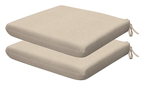 Honeycomb Indoor/Outdoor Textured Solid Almond Universal Seat Cushions: Recycled Polyester Fill, Weather Resistant, Pack of 2 Patio Cushions: 18" W x 17.5" D x 2.5" T