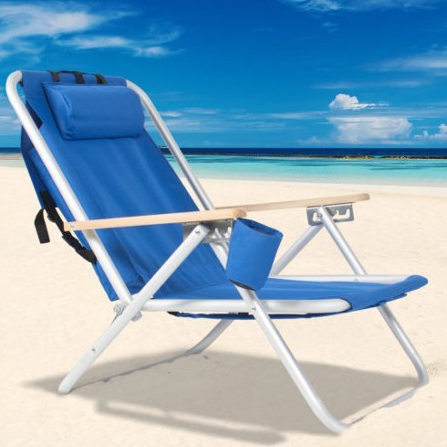 COLIBROX Beach Chair-Backpack Beach Chair Folding Portable Chair Blue Solid Construction Camping-Patio Chairs--Color Blue-Patio Furniture Sets-For camping, pool days, patio furniture and so much more-Guaranteed!