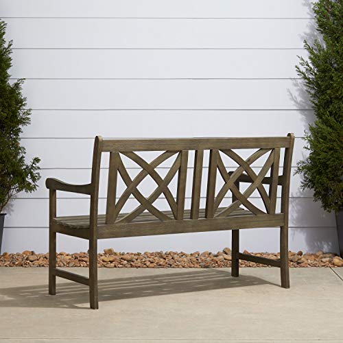 Vifah Renaissance Outdoor Patio 4-Foot Hand-Scraped Wood Garden Bench