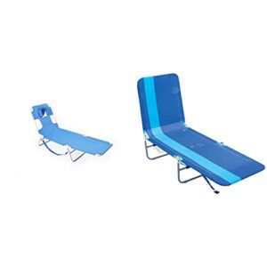 ostrich lounge chaise & rio beach portable folding backpack beach lounge chair with backpack straps and storage pouch, blue stripe, ·72“ x 22“ x 10″