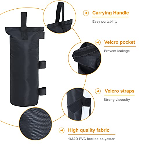 OUTDOOR WIND Canopy Weight Bags 112lbs Sand Bags for Canopy Tent,4 Packs Black,Without Sand