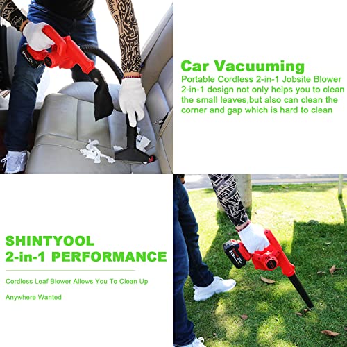 Cordless Mini Blower, 2-in-1 Small Blower with 2 Lithium Battery,Portable Blower for Inflating,Blowing Leaf,Clearing Dust & Small Trash,Car by SHINTYOOL