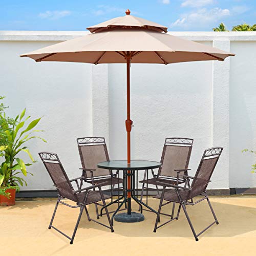 Safstar Patio Folding Chairs Set of 4, Portable Sling Chair for Backyard Poolside Balcony Lawn