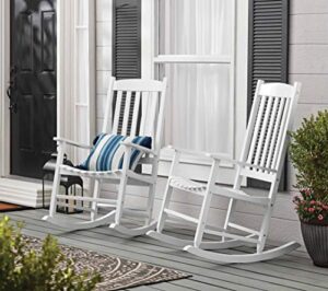 micromall mainstays outdoor wood porch rocking chair, white color, weather resistant finish