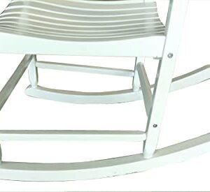 MicroMall Mainstays Outdoor Wood Porch Rocking Chair, White Color, Weather Resistant Finish