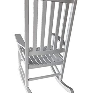 MicroMall Mainstays Outdoor Wood Porch Rocking Chair, White Color, Weather Resistant Finish