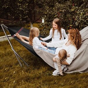 Tranquillo Double Hammock with Stand 550lb Capacity Double Hammock with Spreader Bar/Sturdy Flexible Hammock Stand Portable, Outdoor Indoor, Black