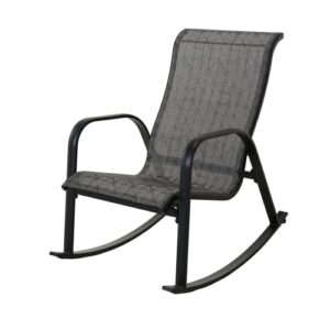 grand patio outdoor rocking chair, textilene rocker suitable for indoor and outdoor use, living room, backyard, porch, balcony (black&grey plaid, 1pc)
