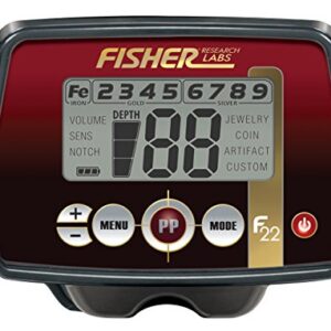 Fisher F22 Weatherproof Metal Detector with 9 Inch Weatherproof Coil, All-Purpose, High-Sensitivity, Deep Seeking Metal Detector, Pinpoint, Easy to Use