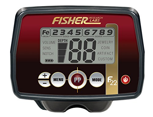 Fisher F22 Weatherproof Metal Detector with 9 Inch Weatherproof Coil, All-Purpose, High-Sensitivity, Deep Seeking Metal Detector, Pinpoint, Easy to Use