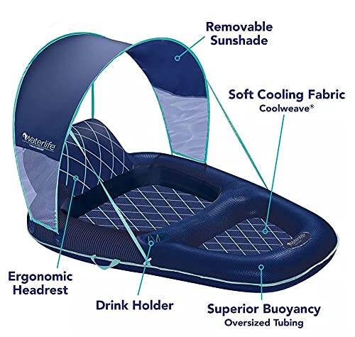 waterlife Ultimate Sunshade Recliner Fabric mesh Covered Pool Lounge