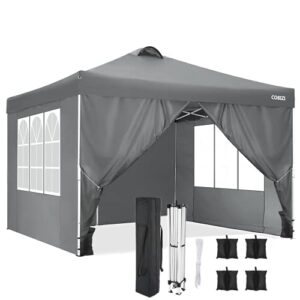 Canopy 10x10 Waterproof Pop up Canopy Tent with 4 Sidewalls, Outdoor Event Shelter Sun Shade Party Commercial Canopy with Air Vent, 4 Weight Bags, Carry Bag