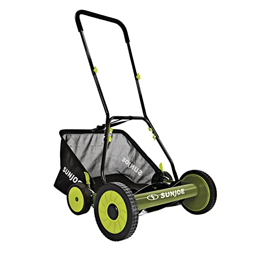 Sun Joe FBA MJ502M Reel Mower w/ 8.5-Gallon, 9-Position Height Adjustment, Foam Grip, Compact Design, Green, 20-Inch Manual w/Grass Catcher