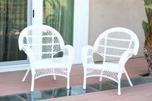 jeco set of 2 wicker chairs, white