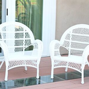 Jeco Set of 2 Wicker Chairs, White
