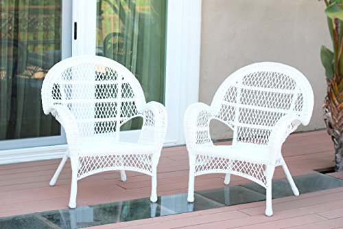 Jeco Set of 2 Wicker Chairs, White