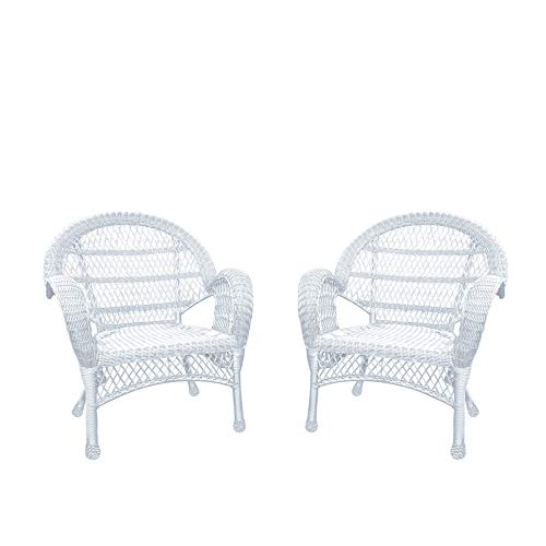 Jeco Set of 2 Wicker Chairs, White