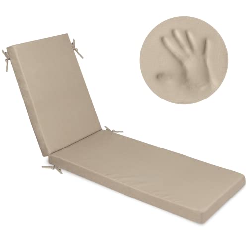 Milliard Memory Foam Outdoor Chaise Lounge Chair Cushion, with Waterproof and Washable Cover, Beige, 73x20x2.5
