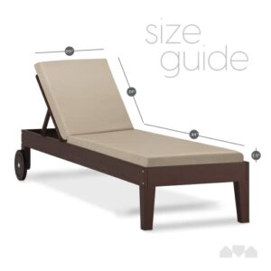 Milliard Memory Foam Outdoor Chaise Lounge Chair Cushion, with Waterproof and Washable Cover, Beige, 73x20x2.5