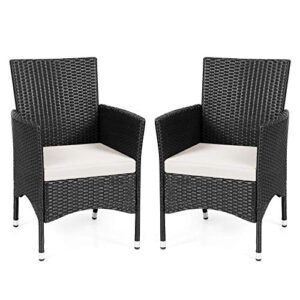 casart set of 2 rattan cushioned chairs, outdoor wicker dining armchairs, perfect for porch, patio and balcony