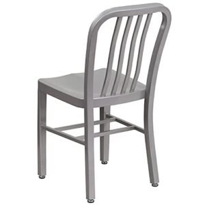 EMMA + OLIVER Commercial Grade Silver Metal Indoor-Outdoor Chair