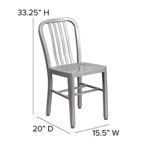 EMMA + OLIVER Commercial Grade Silver Metal Indoor-Outdoor Chair