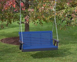 ecommersify inc 5ft-blue-poly lumber roll back porch swing heavy duty everlasting polytuf hdpe – made in usa – amish crafted