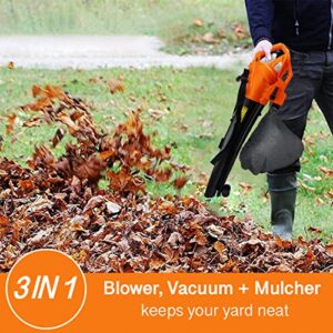 Leaf Blower,Leaf Vacuum 3 in 1 Blowers for Lawn Care Electric Leaf Blower 3000W with 35L Collection Bag, Holywarm Leaf mulcher 10:1 Shedding Ratio 10m Cable