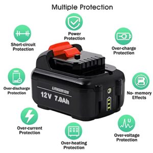 【Upgrade | 7.0AH】 TenHutt 12V Replacement Battery for Dewalt 12V MAX Cordless Power Tool DCB120 DCB123 DCB124 DCB127 Lithium-ion Battery