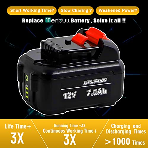 【Upgrade | 7.0AH】 TenHutt 12V Replacement Battery for Dewalt 12V MAX Cordless Power Tool DCB120 DCB123 DCB124 DCB127 Lithium-ion Battery