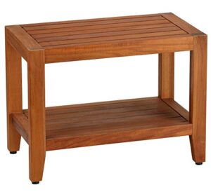 bare decor serenity spa 24″ bench with shelf in solid teak wood