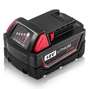 18v 6.0 ah replacement lithium battery for milwaukee m18 battery for milwaukee 18v battery 48-11-1815 48-11-1820 48-11-1828 48-11-1850 48-11-1840 compatible with milwaukee 18v cordless power tools