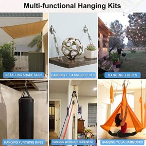 Coolyard 82 Pcs Sun Sail Shade Hardware Kit,Shade Sail Installation Kit 6 inch with Paracord Ropes for Triangle Rectangle Square Sun Shade Sails