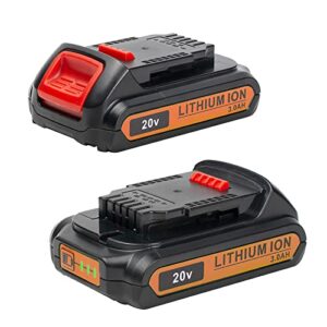 DEWQKI Upgraded 3.0Ah 20V Battery DCB203 Replacement for Dewalt 20V Battery DCB180 DCB200 DCB201 DCB204 DCB206 DCB207 DCD/DCF/DCG Series - Li-ion 2 Pack