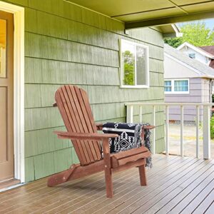 Oversized & Brushed Decent Wooden Folding Adirondack Chair, Cedar Wood Lounge Patio Chair for Garden Backyard Firepit Deck Pool Beach