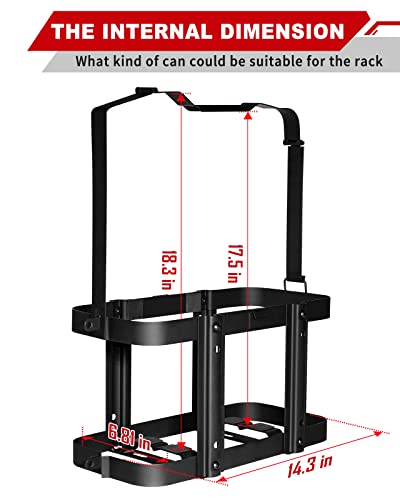 Racewill 2023 Upgrade Jerry Can Mount Holder: Lockable Jerry Gas Can Holder Rack, 5 Gallon ( 20 Liter ), Reinforced Welding