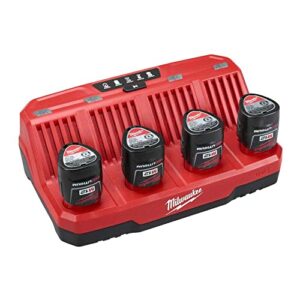 milwauke m12 four bay sequential battery charger new