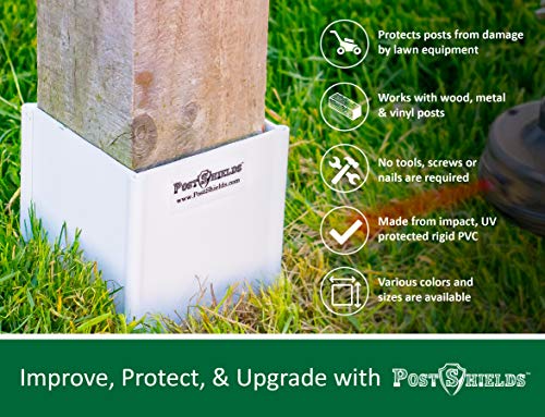 Post Shields Post Protector – This Protects Your Mailbox, Deck & Fence Posts from Damage by Lawn Maintenance Equipment – Fits Wood & Metal Posts – No Tools, Screws or Nails Needed