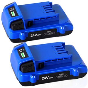 【upgrade】 2pack 24v 3.0ah high capacity replace battery for kobalt 24v battery max kb624-03 kb524-03 kb424-03 kb224-03 lithium ion cordless tools battery[can’t fit snow joe &sun joe &chain saw]