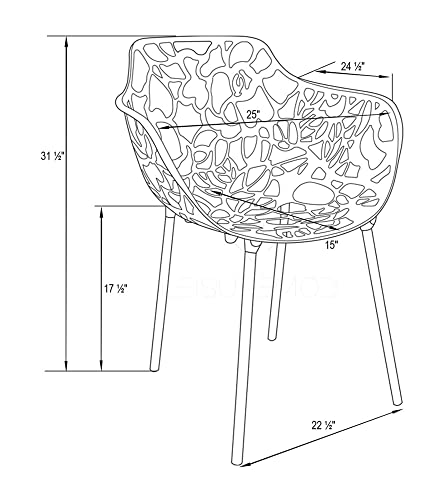 LeisureMod Devon Modern Aluminum Indoor-Outdoor Stackable Patio Dining Armchair, Orange