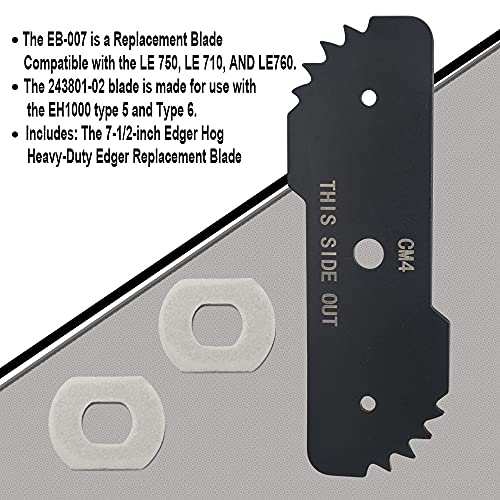 2-Pack EB-007 Edge Hog Heavy-Duty Edger Replacement Blades Compatible with Black+Decker 7-1/2-inch, for LE750-CASE Cut with 4-wear Indicators