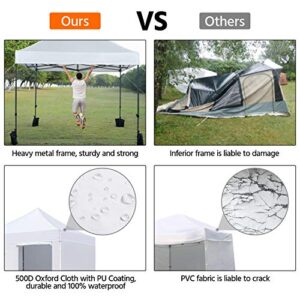 Yaheetech 10 x 10 Pop Up Commercial Canopy Tent with 4 Removable Sidewalls, Sandbags, Stakes & Ropes, Waterproof Instant Canopies for Wedding Party Commercial Event Pavilion, White