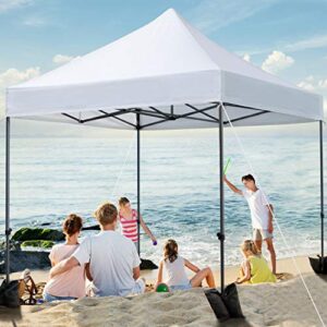 Yaheetech 10 x 10 Pop Up Commercial Canopy Tent with 4 Removable Sidewalls, Sandbags, Stakes & Ropes, Waterproof Instant Canopies for Wedding Party Commercial Event Pavilion, White