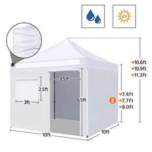 Yaheetech 10 x 10 Pop Up Commercial Canopy Tent with 4 Removable Sidewalls, Sandbags, Stakes & Ropes, Waterproof Instant Canopies for Wedding Party Commercial Event Pavilion, White