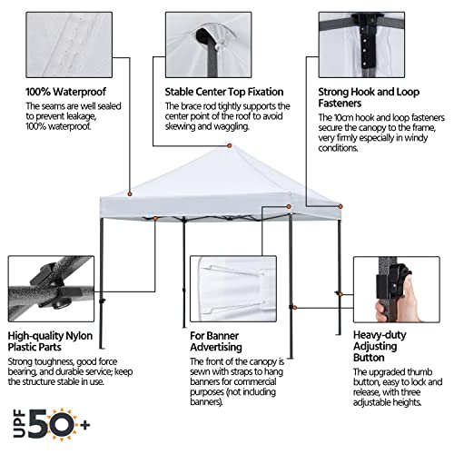 Yaheetech 10 x 10 Pop Up Commercial Canopy Tent with 4 Removable Sidewalls, Sandbags, Stakes & Ropes, Waterproof Instant Canopies for Wedding Party Commercial Event Pavilion, White